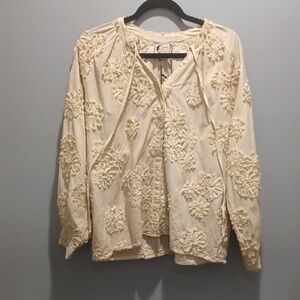 Chic Cream Textured Women's Blouse